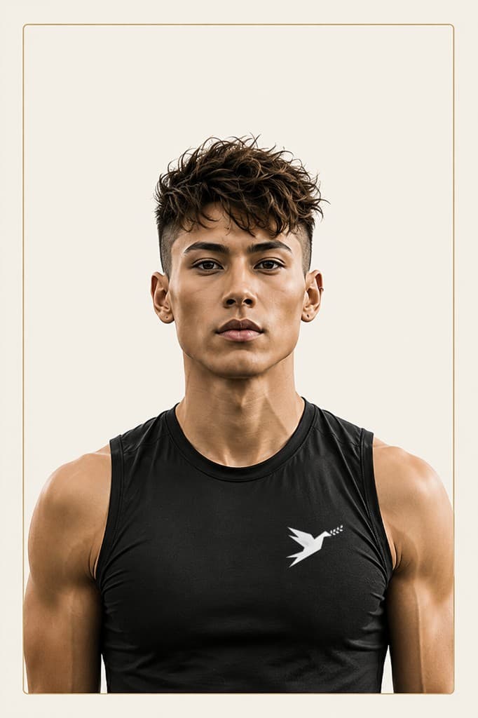 Athlete in a black sleeveless top, facing forward with a focused expression
